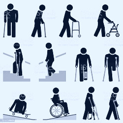 People With Walking Difficulties Use Different Types Of Mobility Aids Stock  Illustration - Download Image Now - iStock